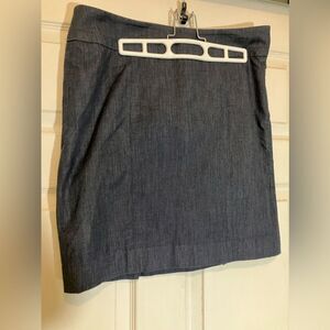Loft, jean skirt, two slits in the back, dark wash, excellent condition, size 8P